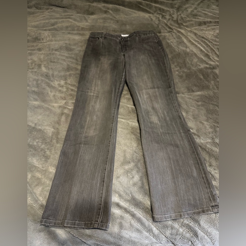 Dark gray lightweight stretchy jeans. Worn but in good condition: